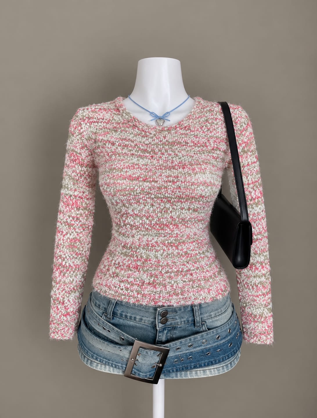 Pink And White Sweater