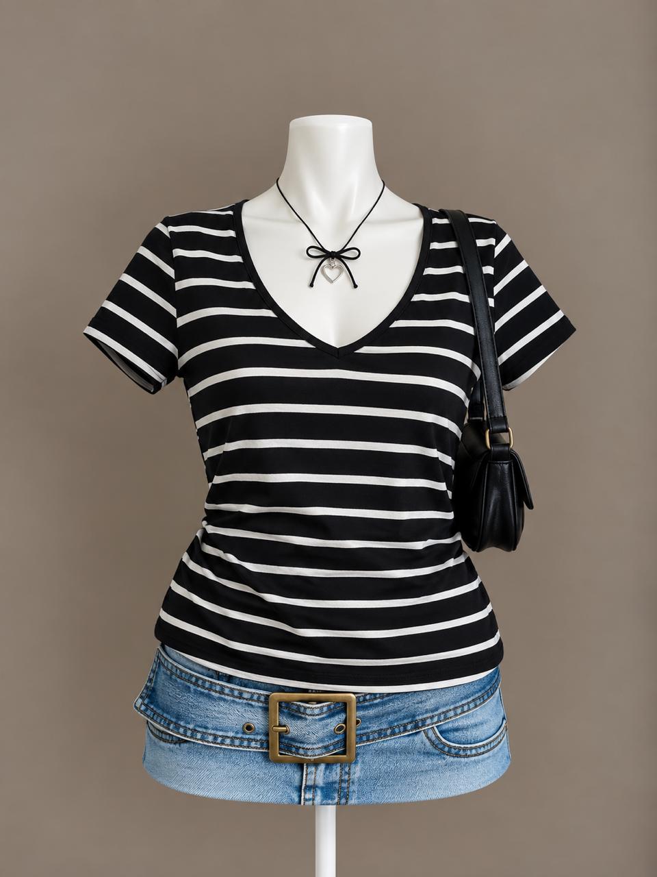Black White Striped T-Shirt