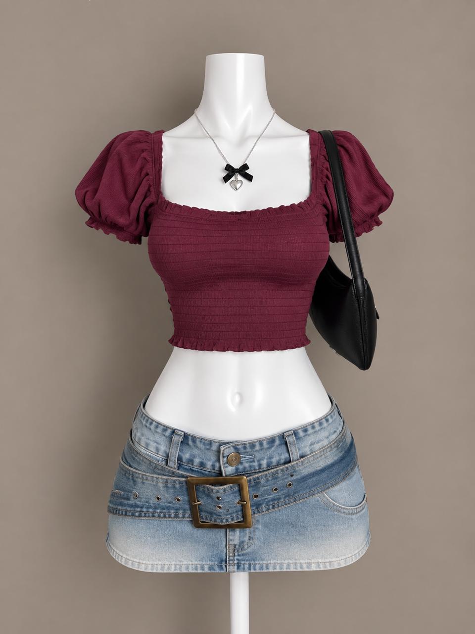 Burgundy Crop Top