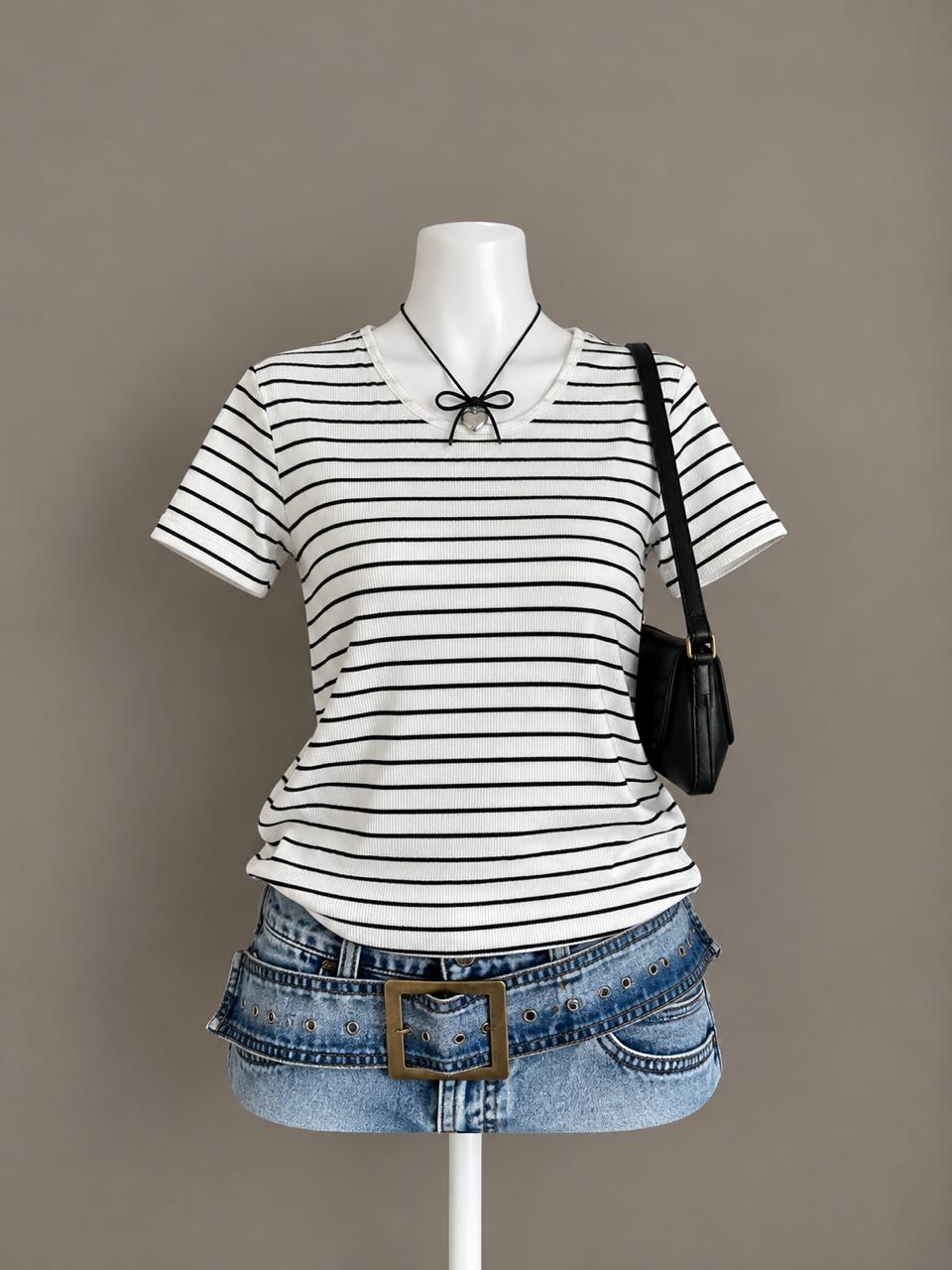 White Black Striped T-Shirt