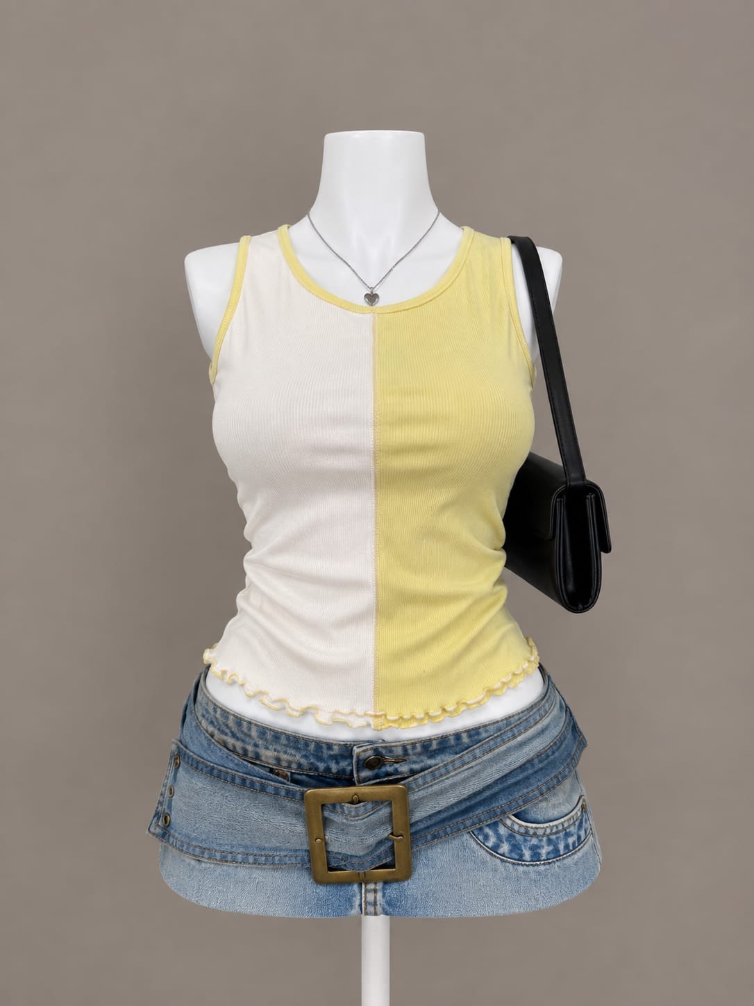 Yellow White Tank Top