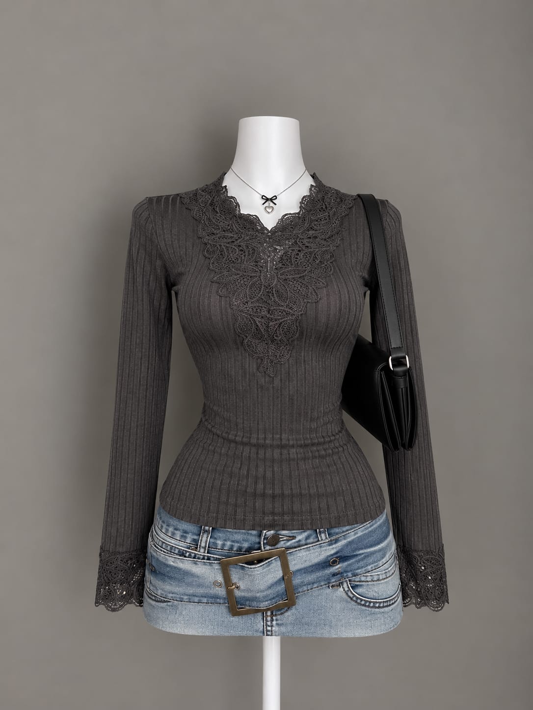 Charcoal Long Sleeve Top