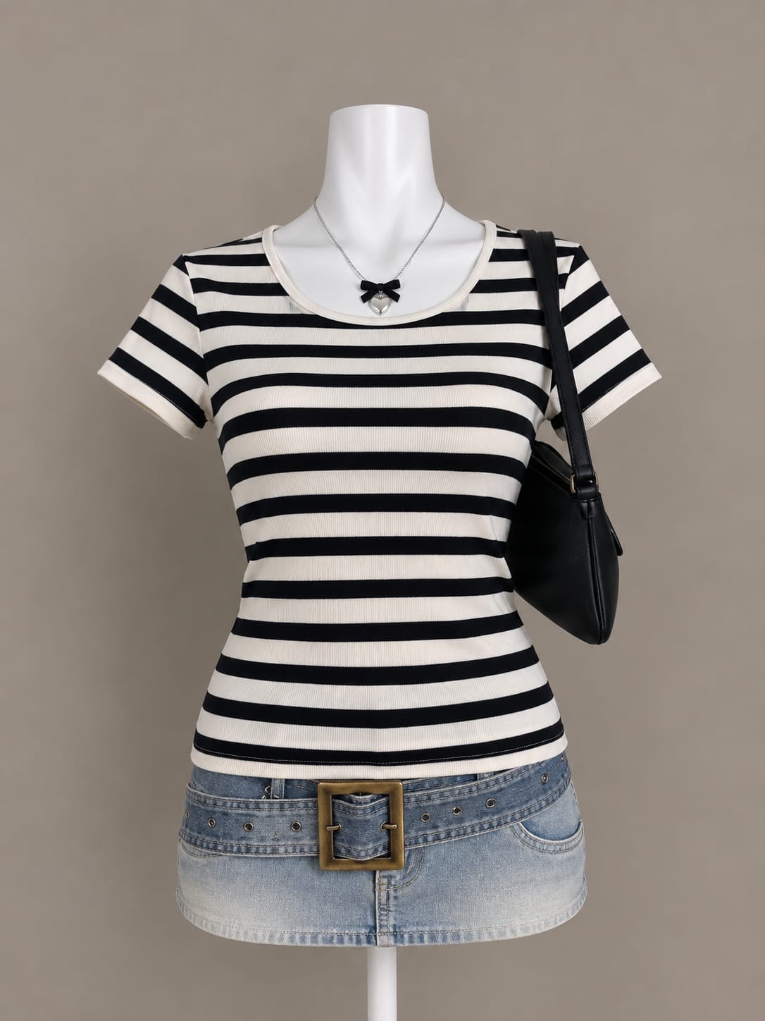 Black White Striped Top