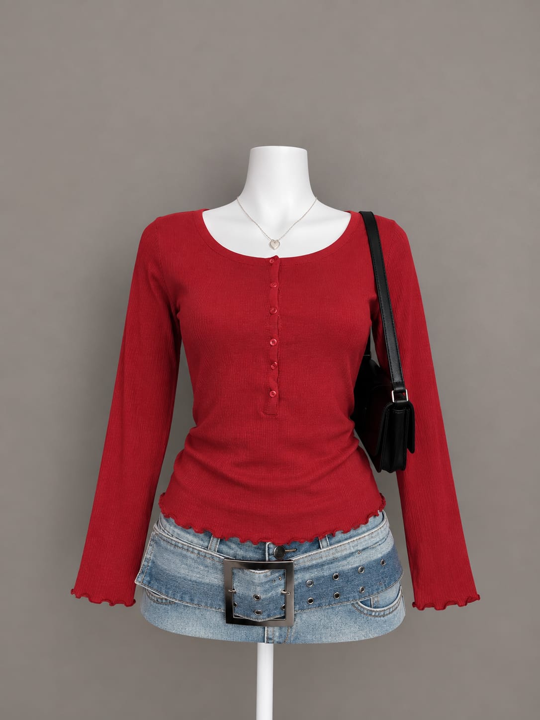 Red Long Sleeve Top