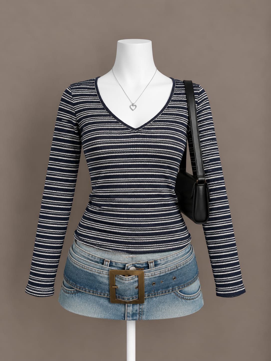 Navy Striped Long Sleeve Top