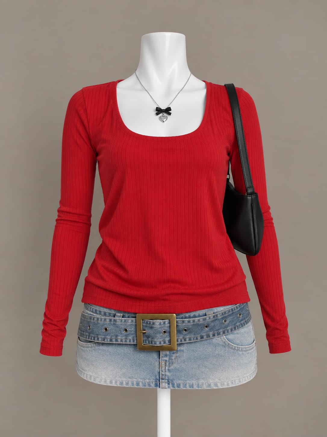 Red Long Sleeve Top