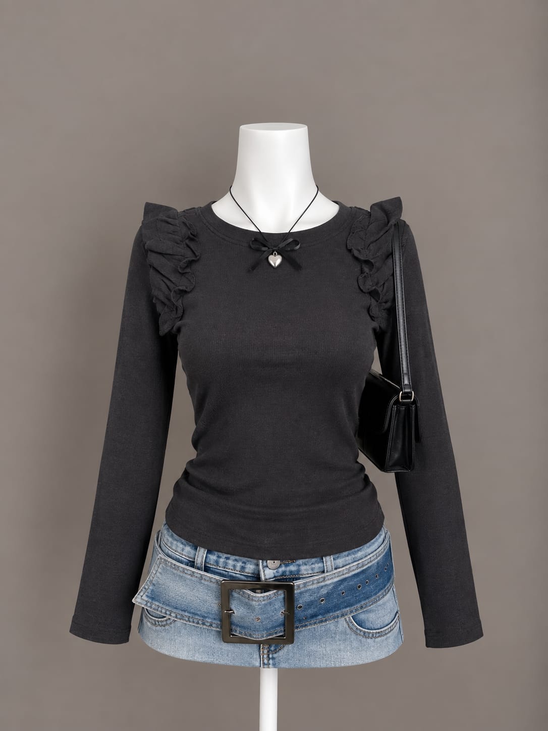 Black Ruffle Top