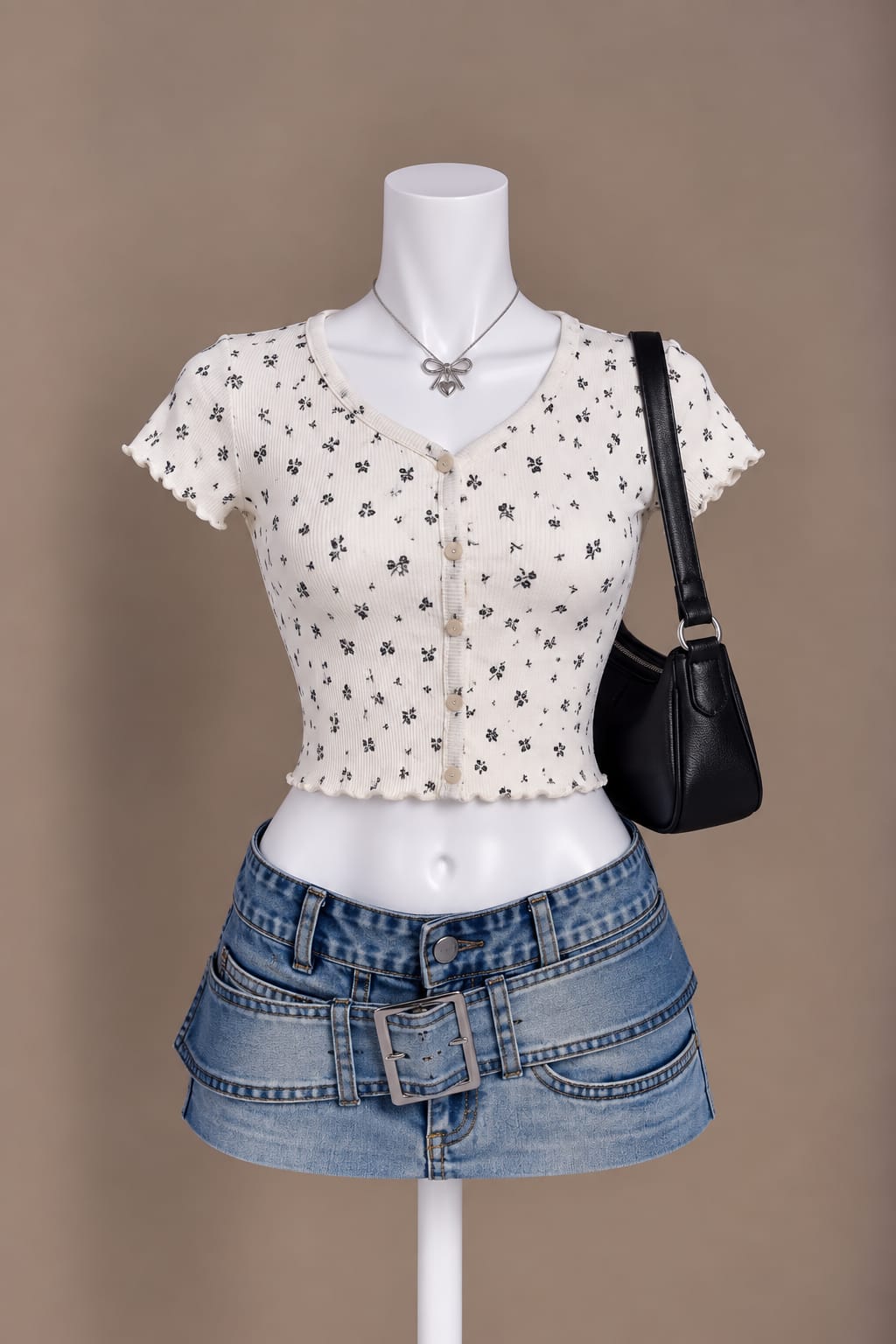 Cream Floral Crop Top