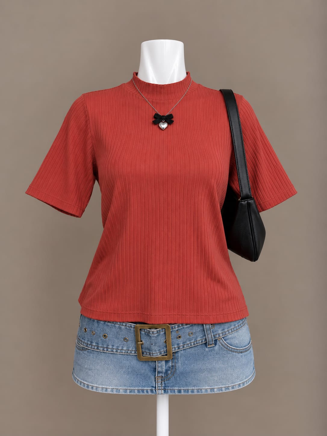 Rust Mock Neck Top