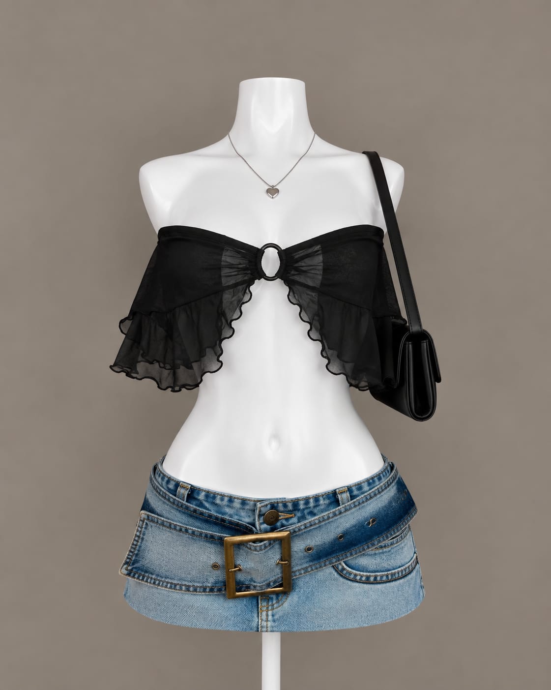 Black Strapless Crop Top