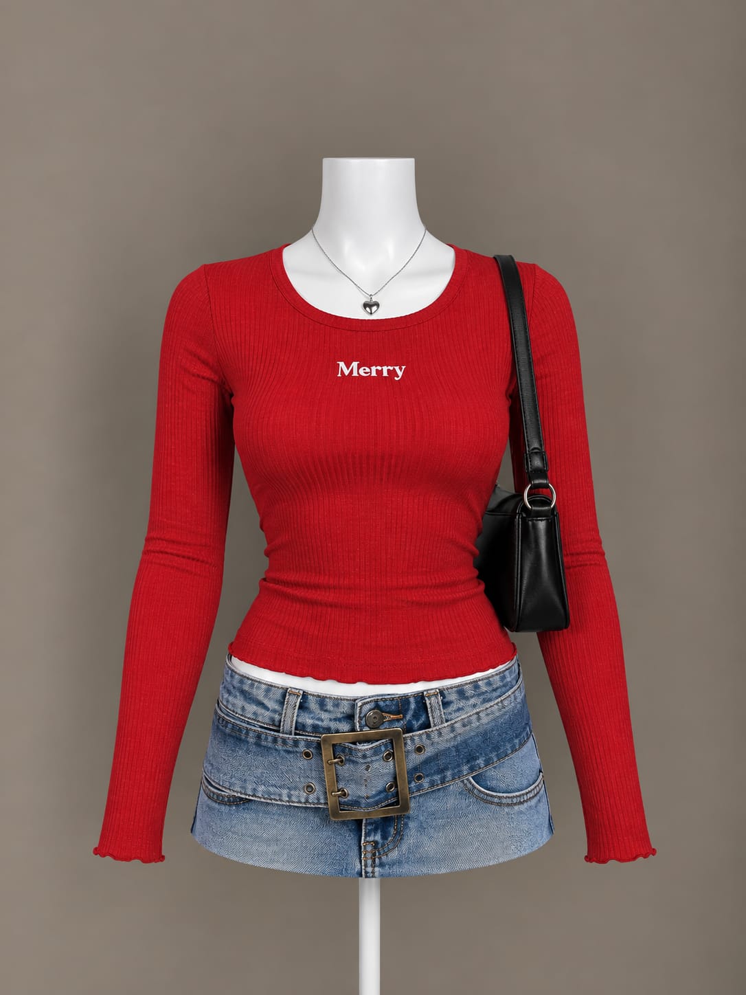 Red Long Sleeve Top