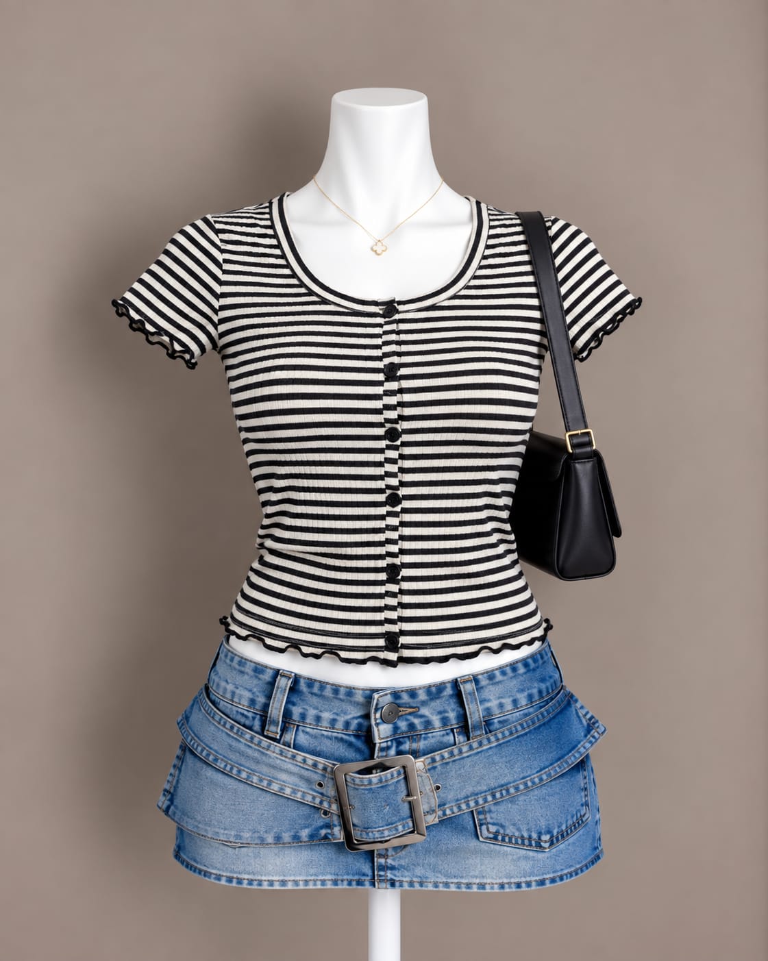 Black White Striped Top
