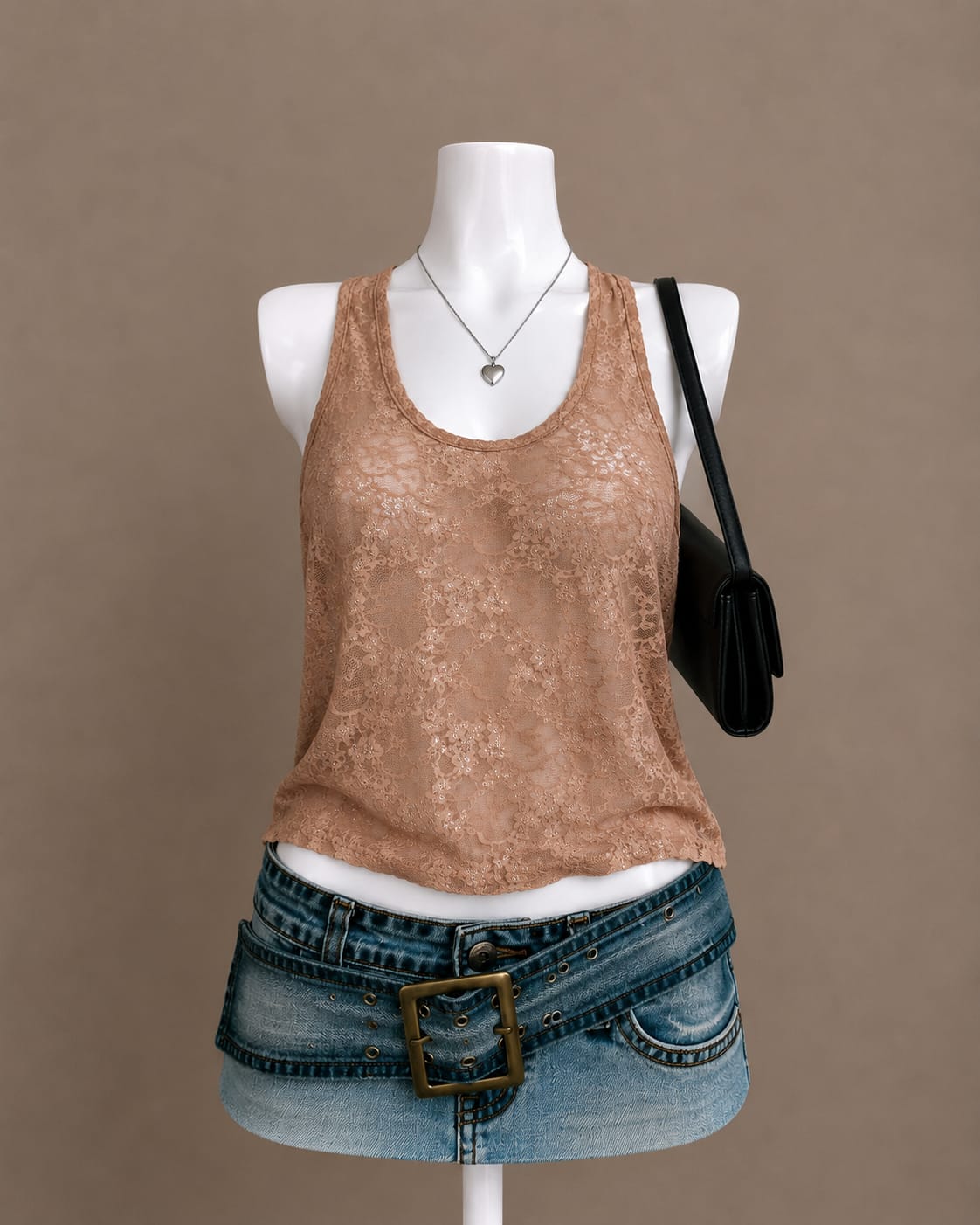 Tan Lace Tank Top