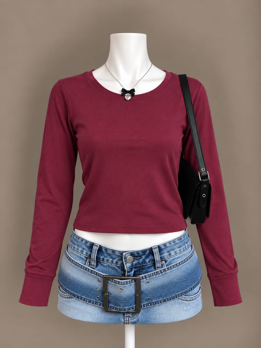 Burgundy Long Sleeve Top