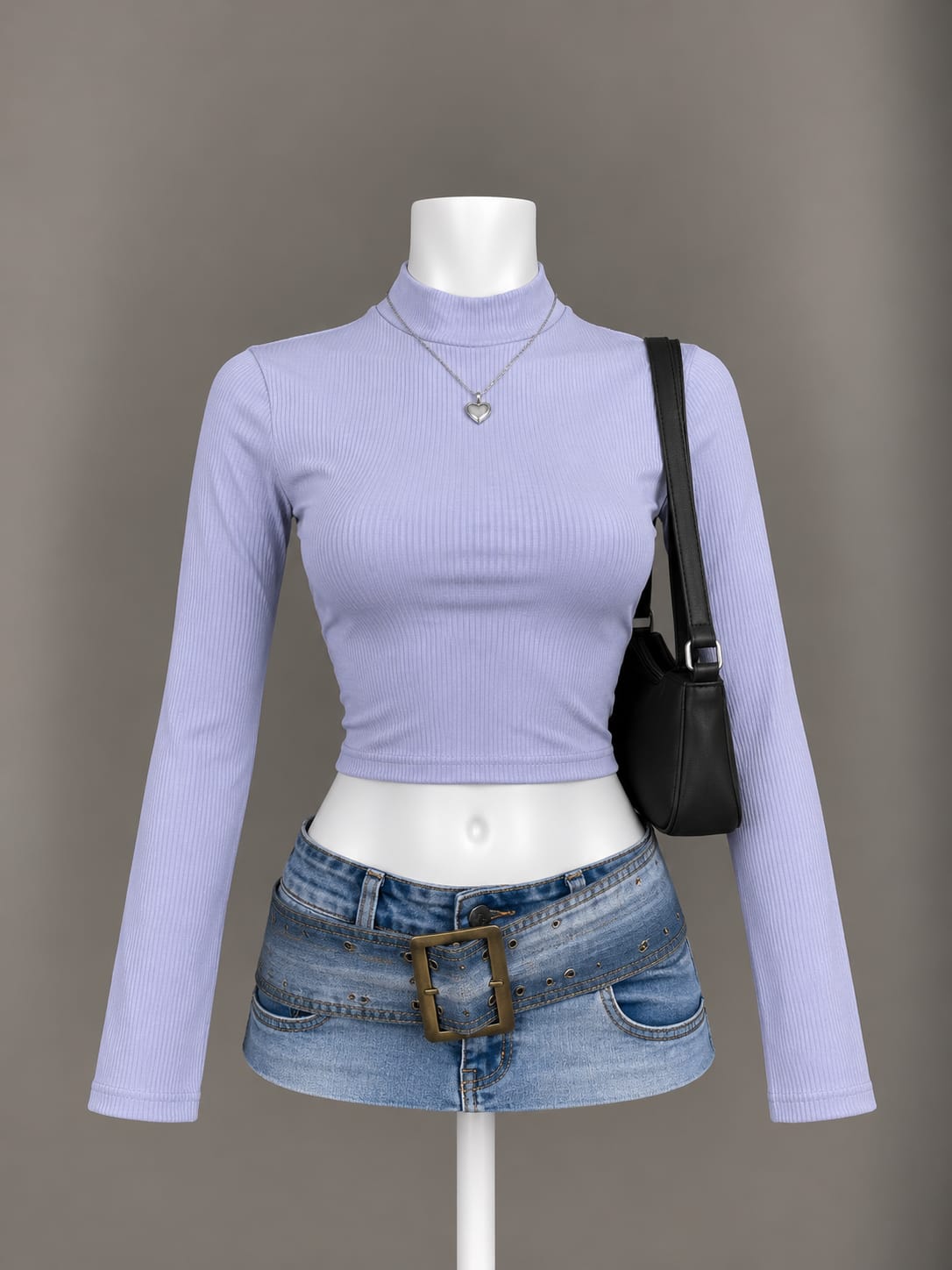 Lavender Turtleneck Crop Top
