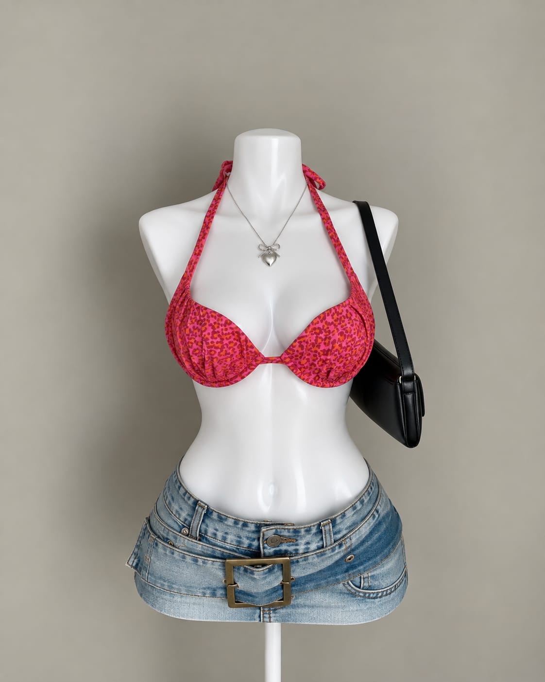 Pink Printed Bikini Top