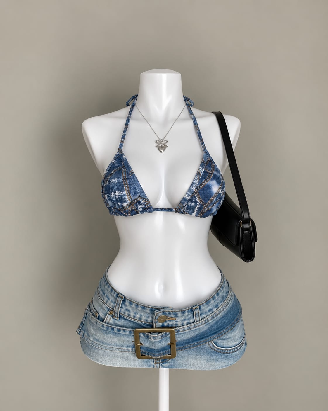 Blue Printed Bikini Top