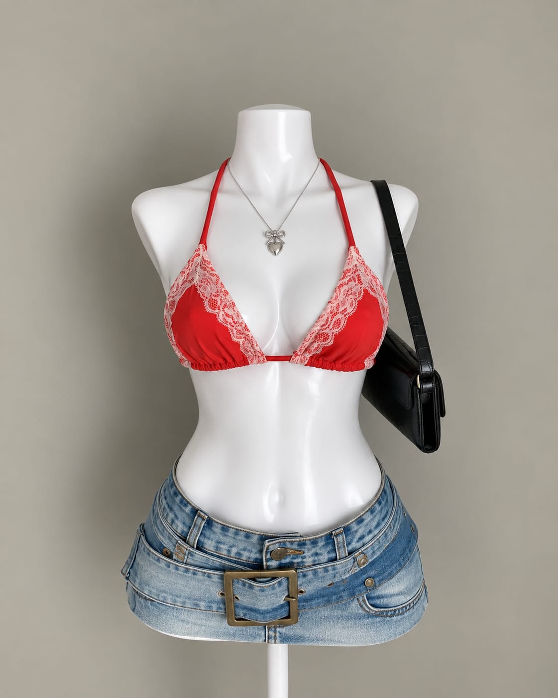Red Lace Bikini Top
