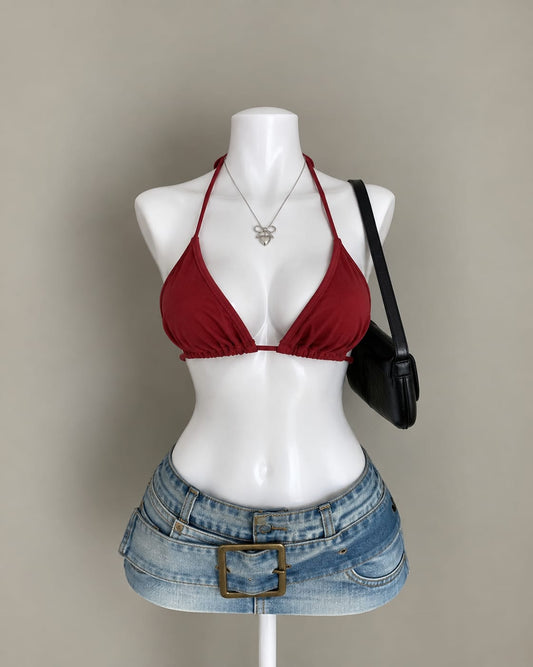 Burgundy Bikini Top