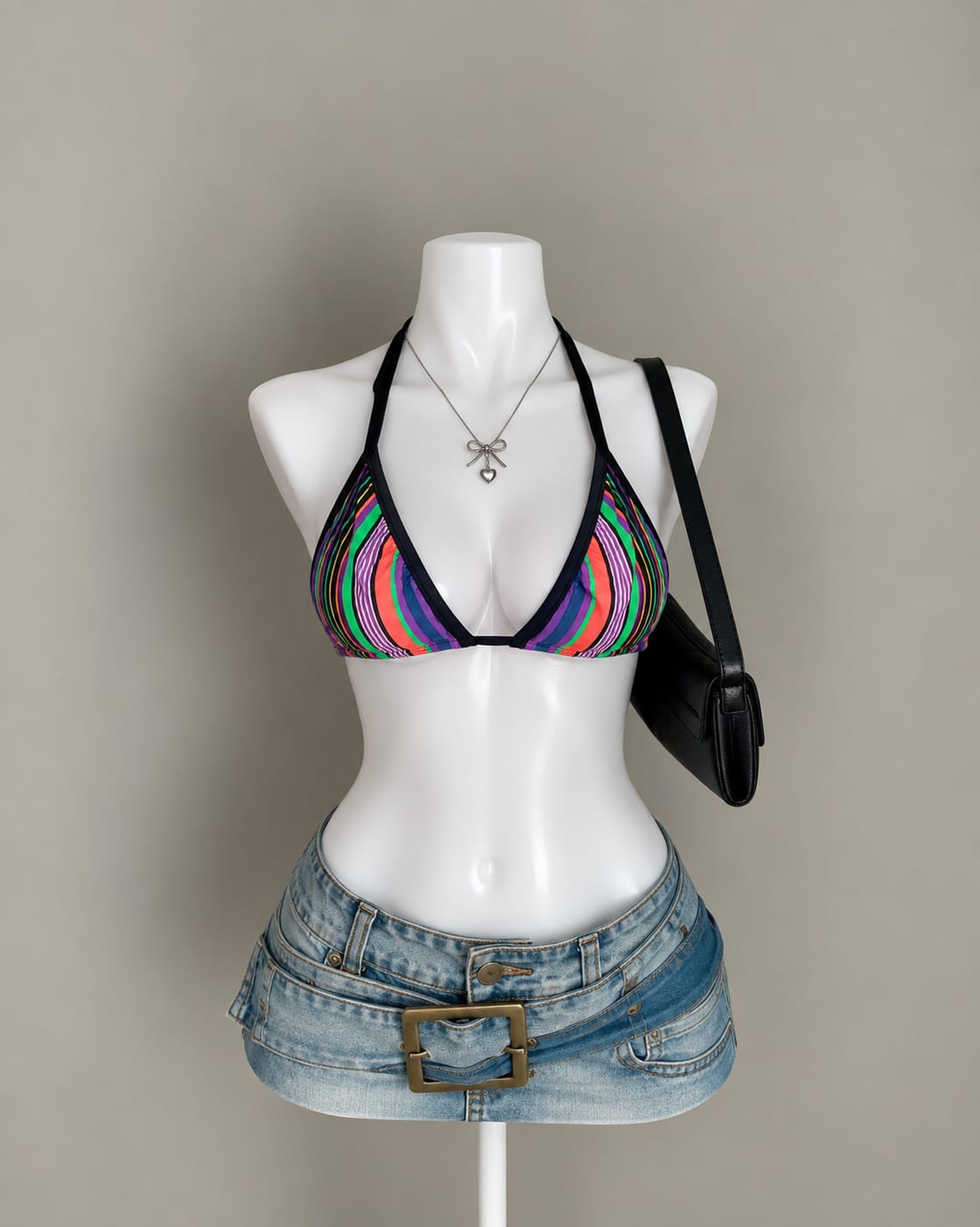 Multicolor Striped Bikini Top