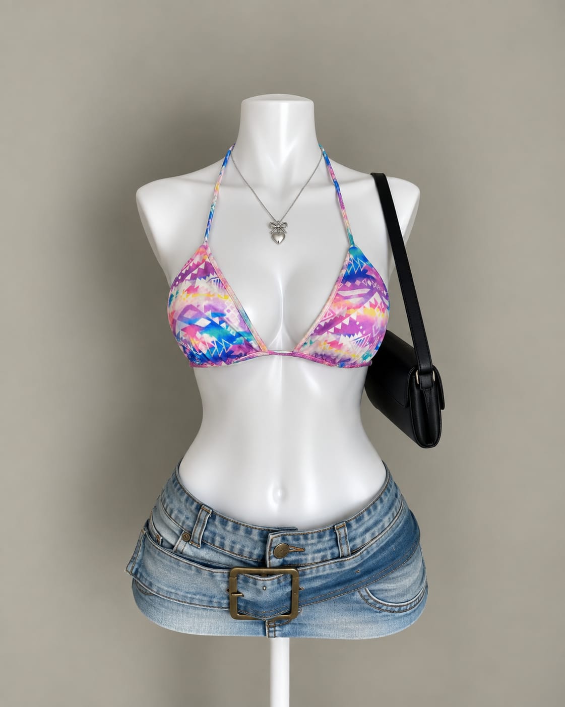 Multicolor Printed Bikini Top