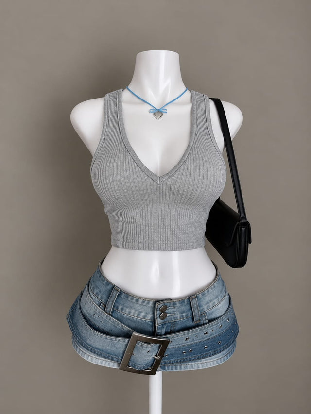 Grey Crop Top