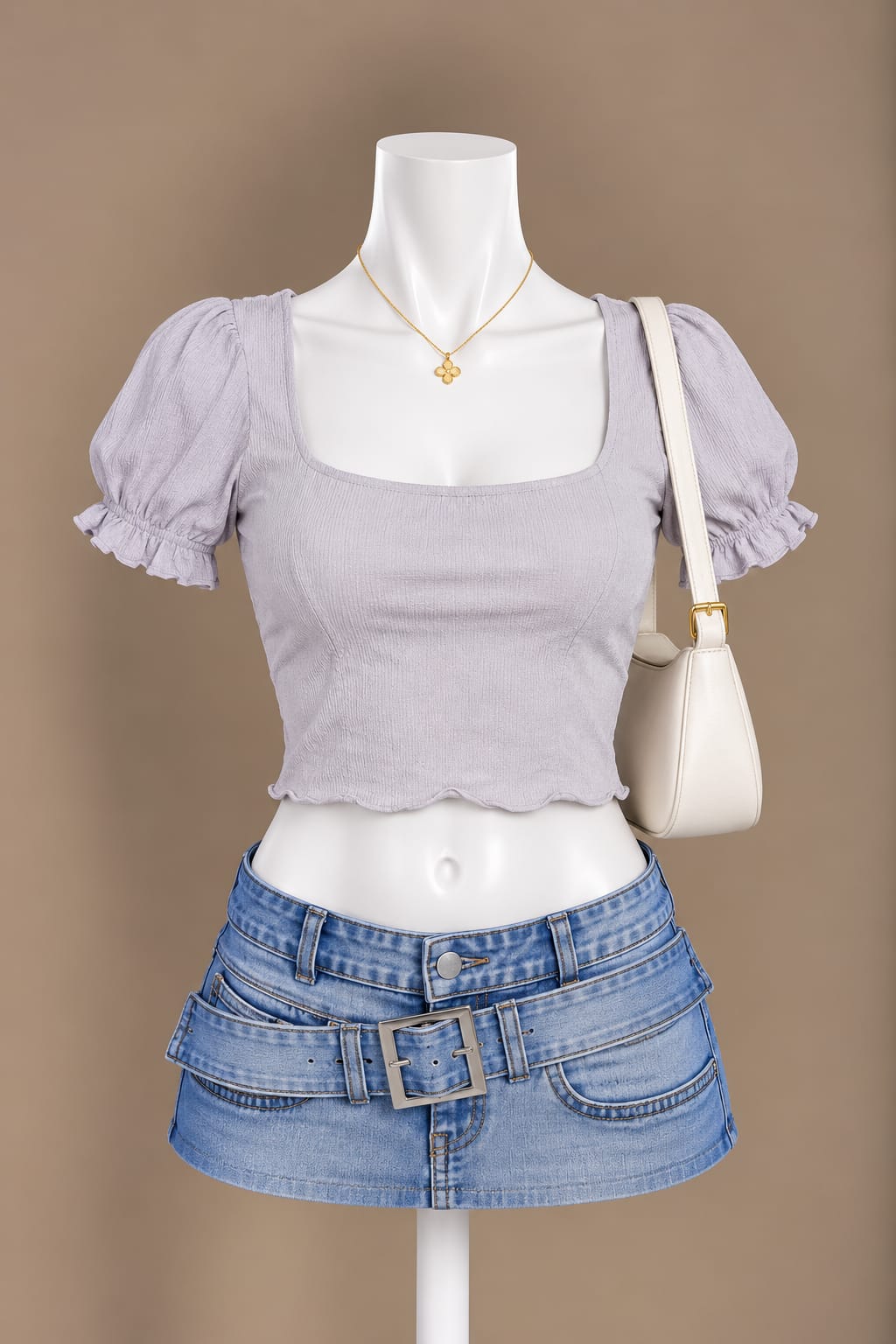Lilac Puff Sleeve Crop Top