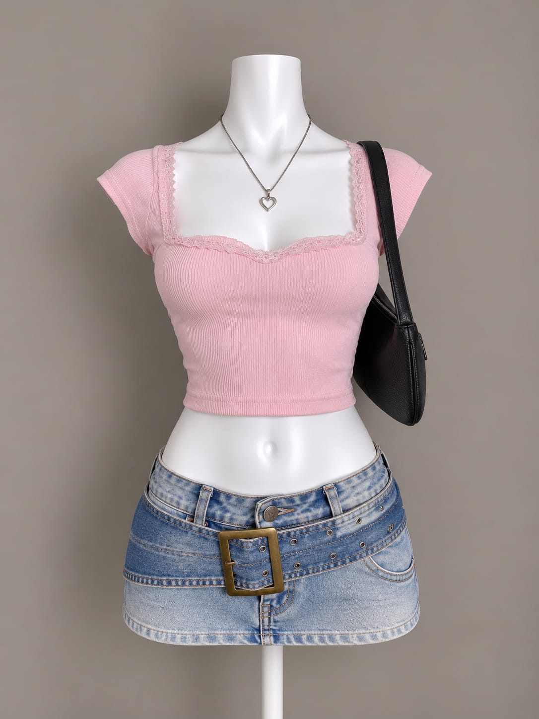 Pink Scoop Neck Crop Top