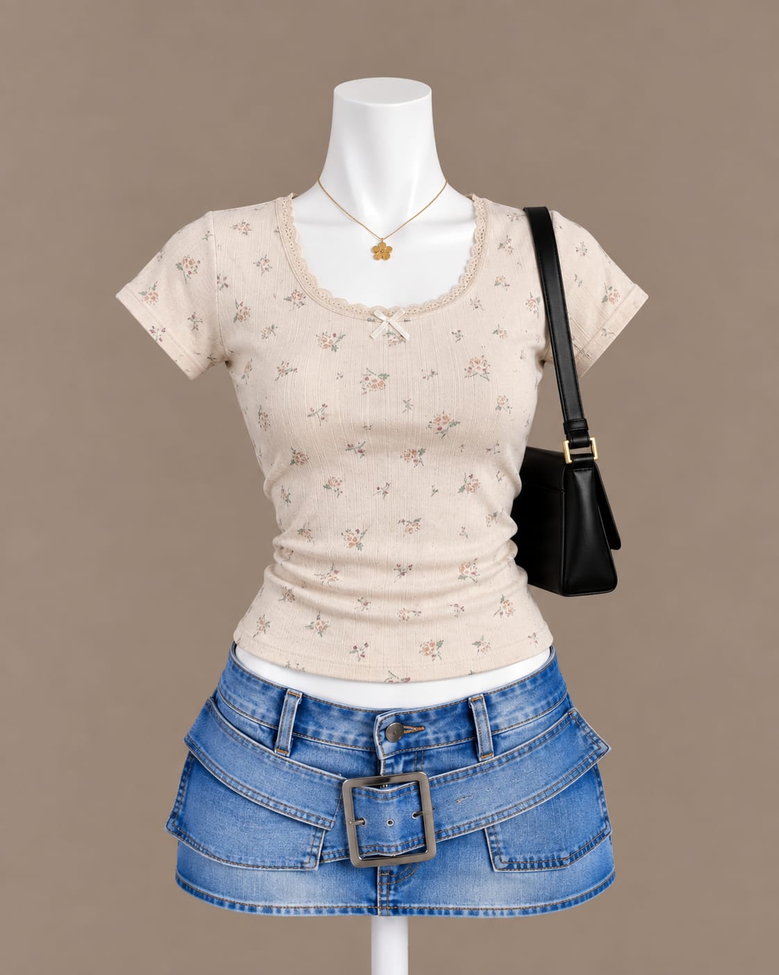 Cream Floral Print Top