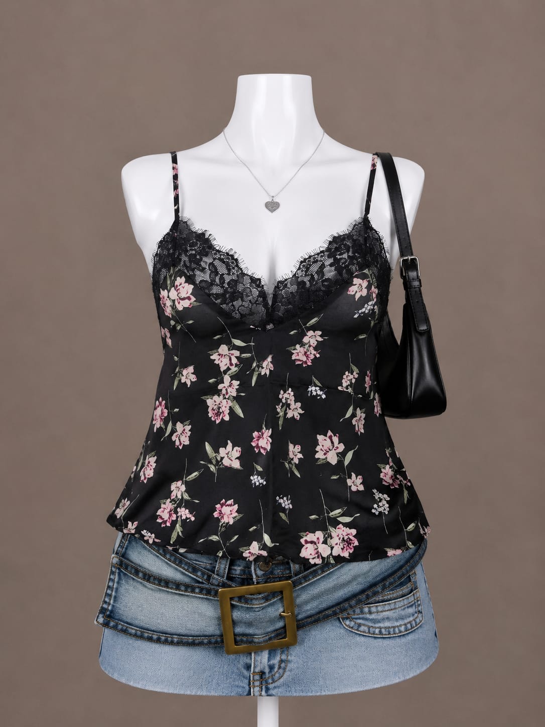Black Floral Camisole Top