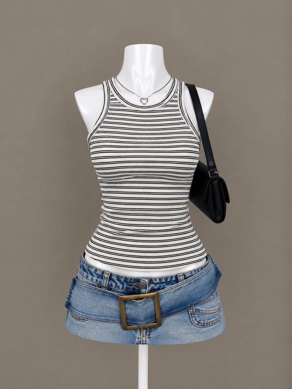 Black White Striped Tank Top