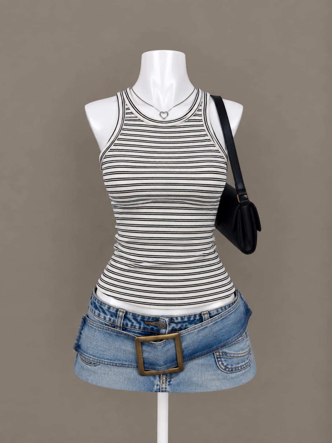 Black White Striped Tank Top