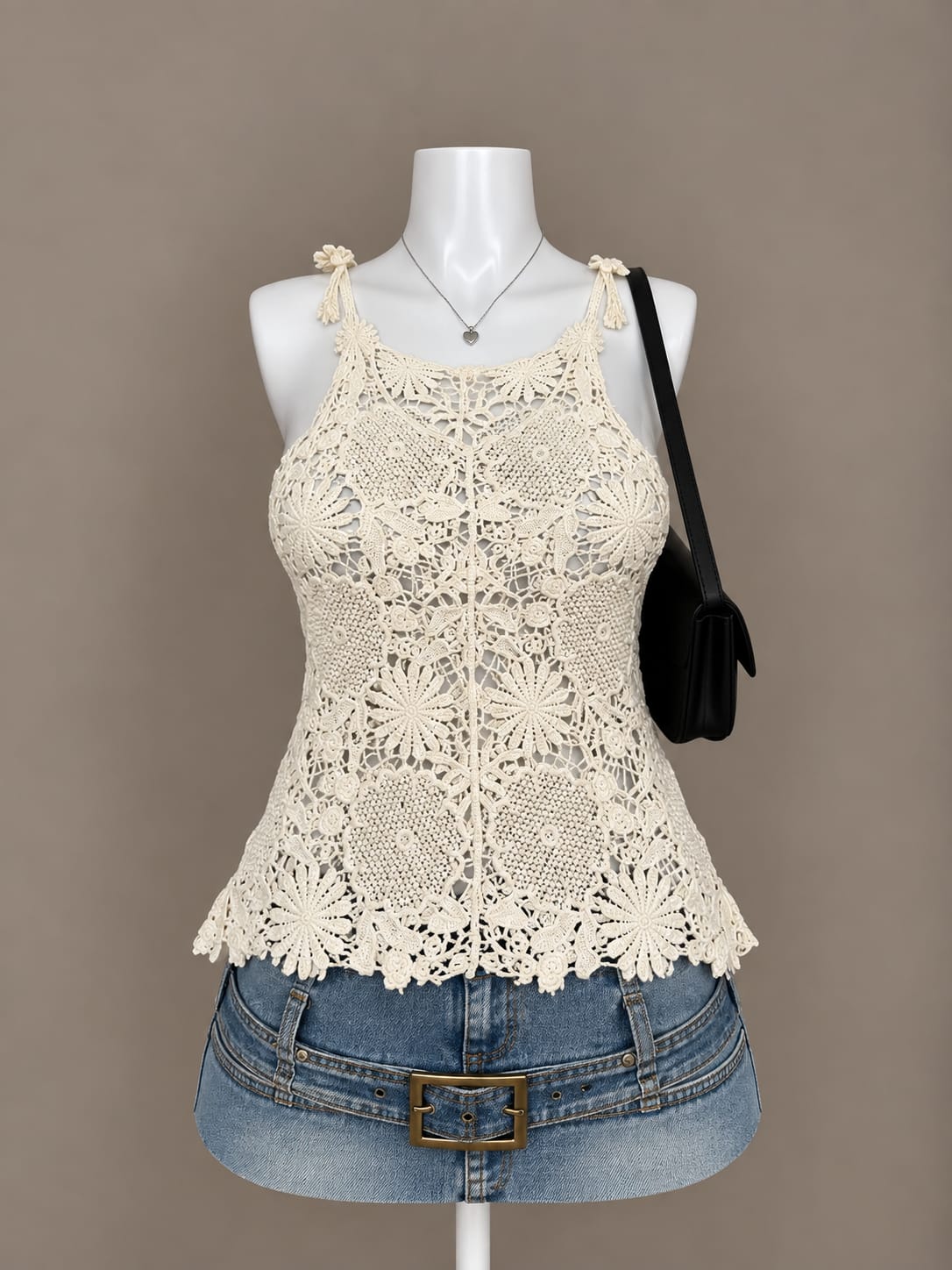 Cream Crochet Tank Top