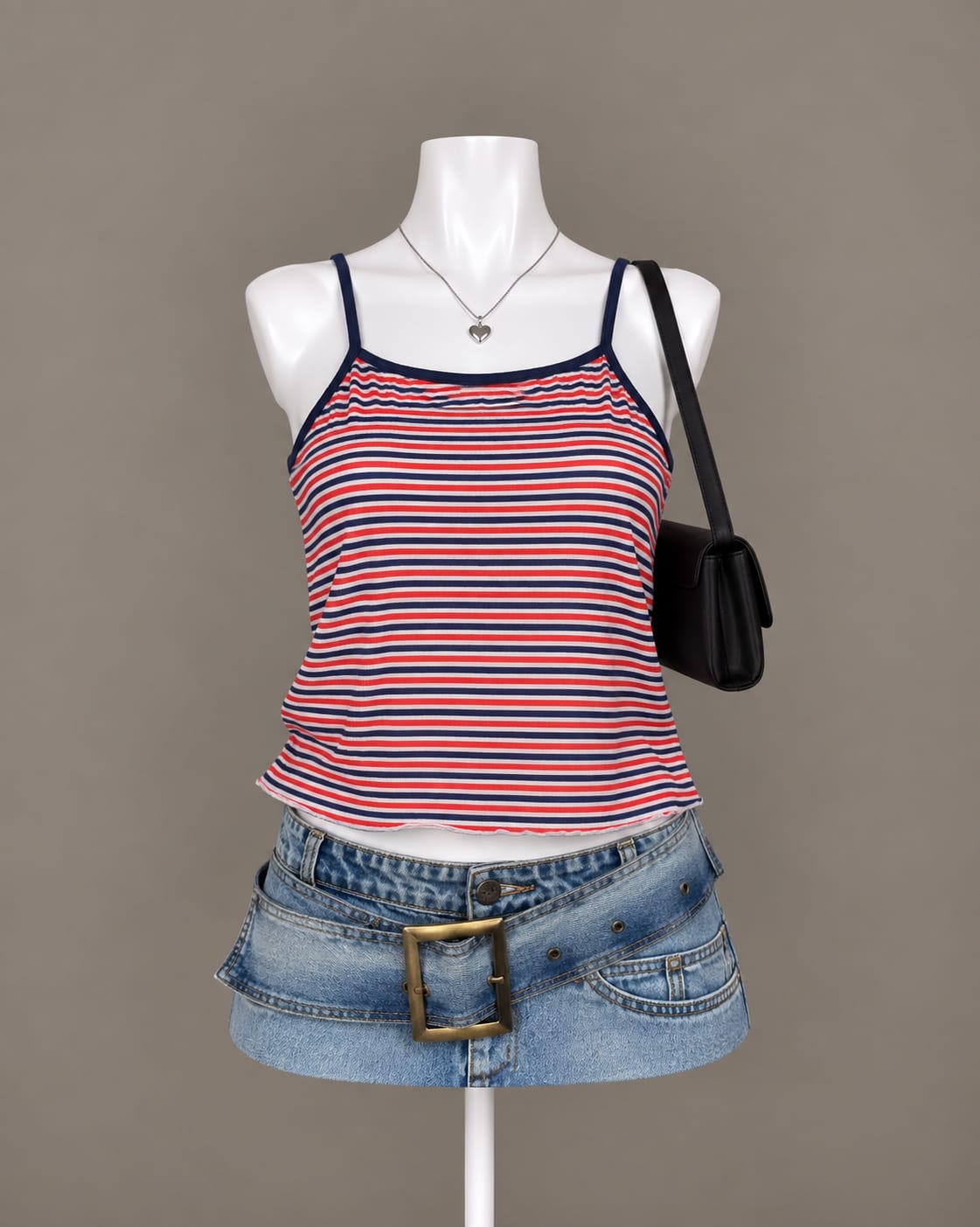 Red Navy Striped Camisole Top