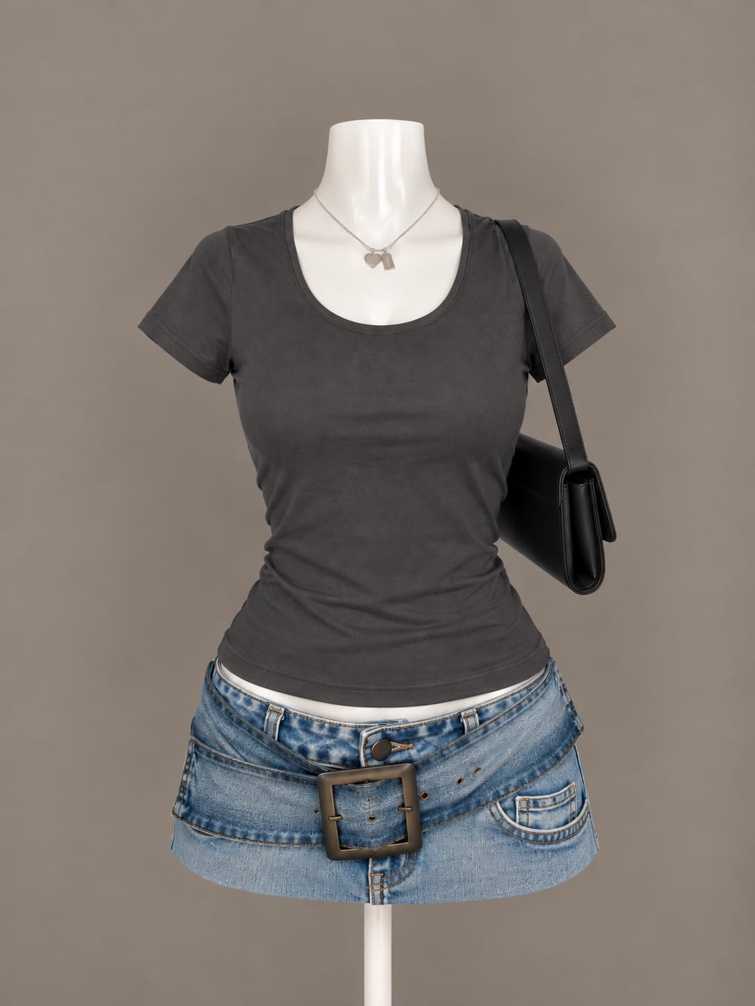 Charcoal Scoop Neck T-Shirt