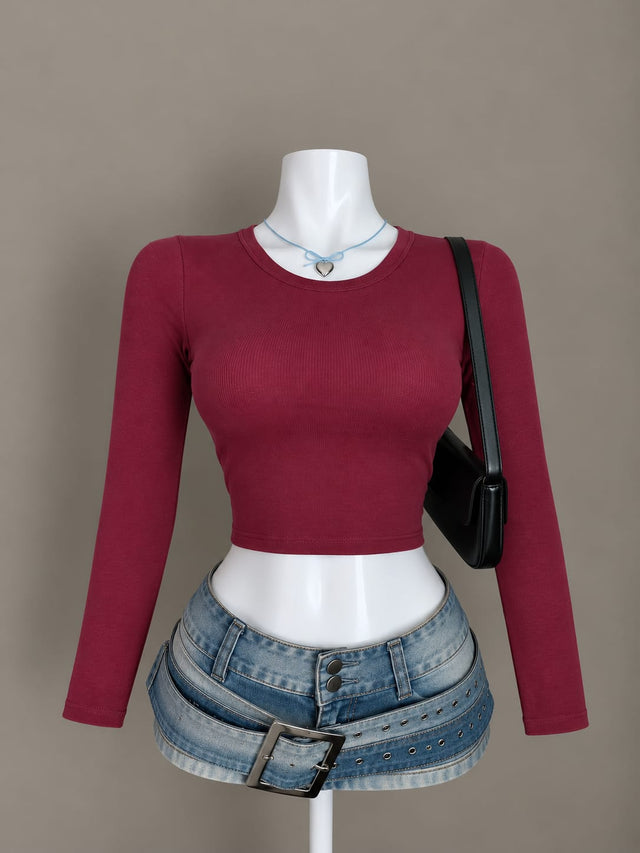 Maroon Crop Top