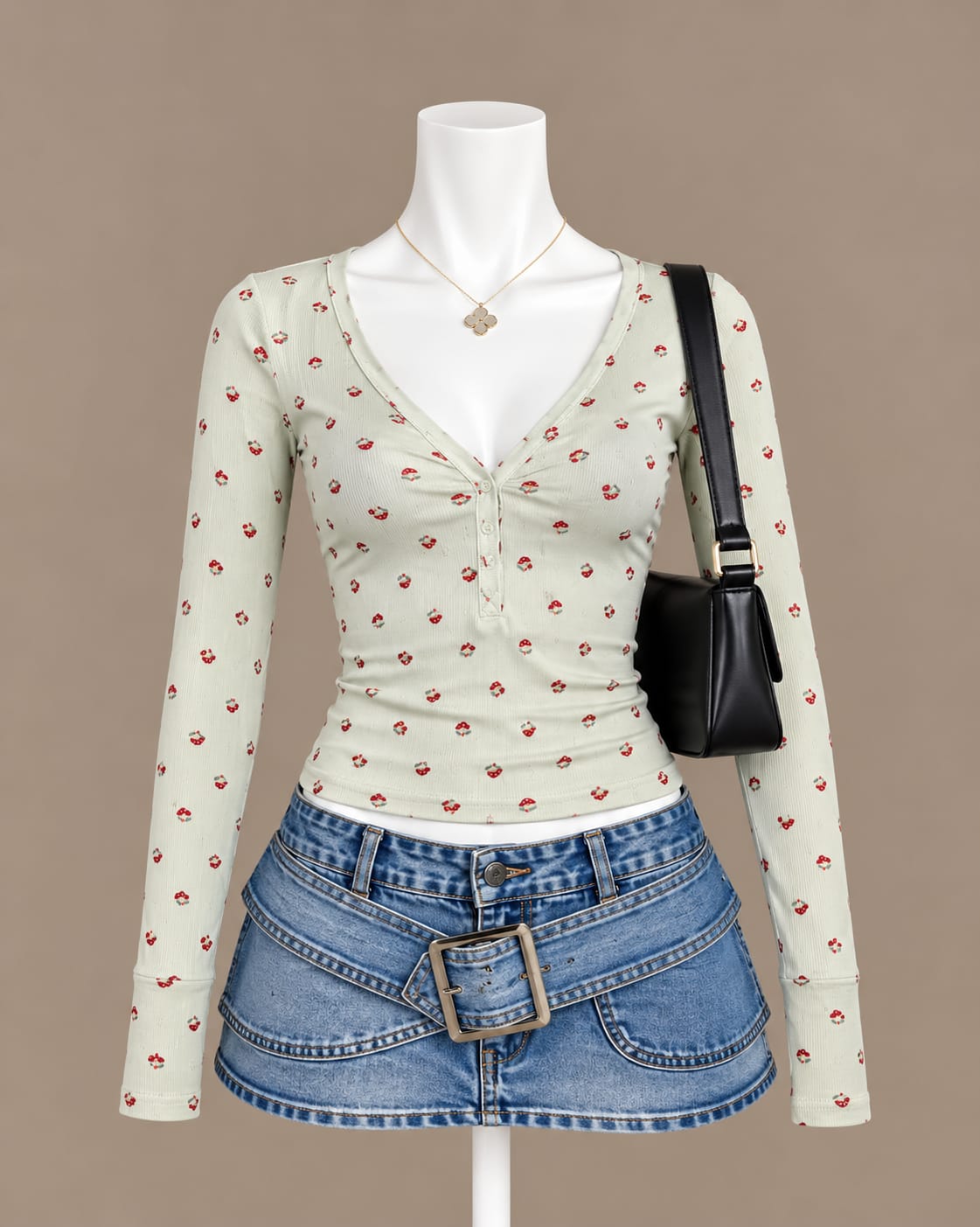 Sage Green Printed Top
