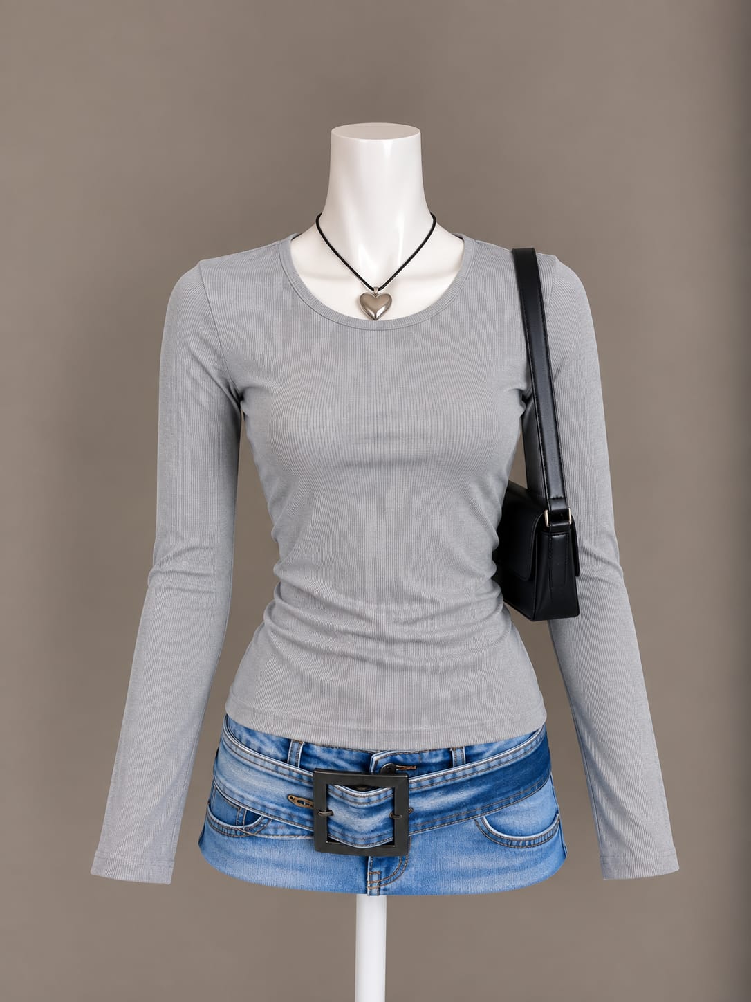 Gray Long Sleeve Top