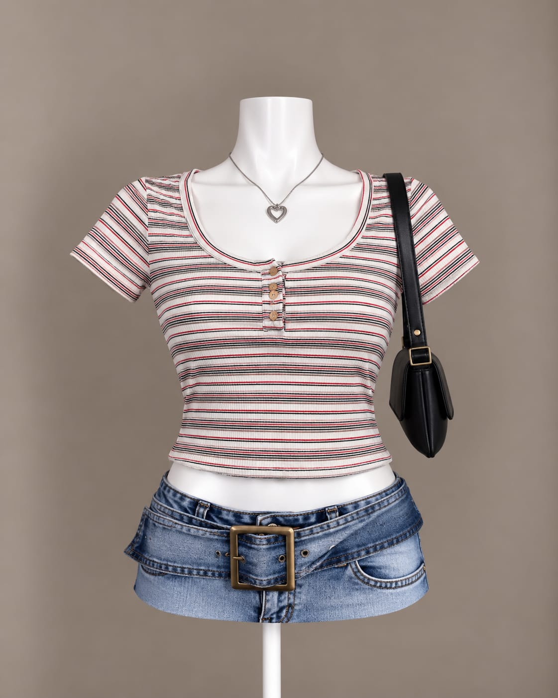 White Striped Crop Top