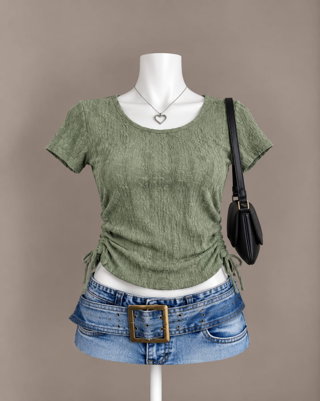 Sage Green Ruched Top