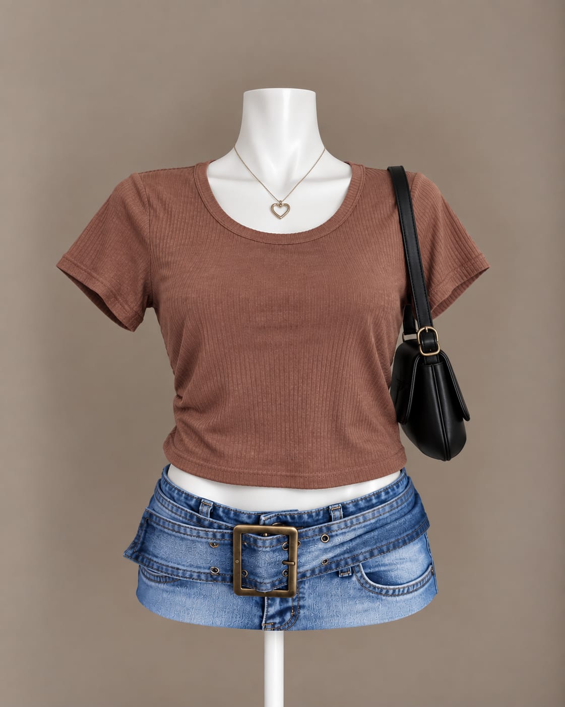 Brown Crop T-Shirt