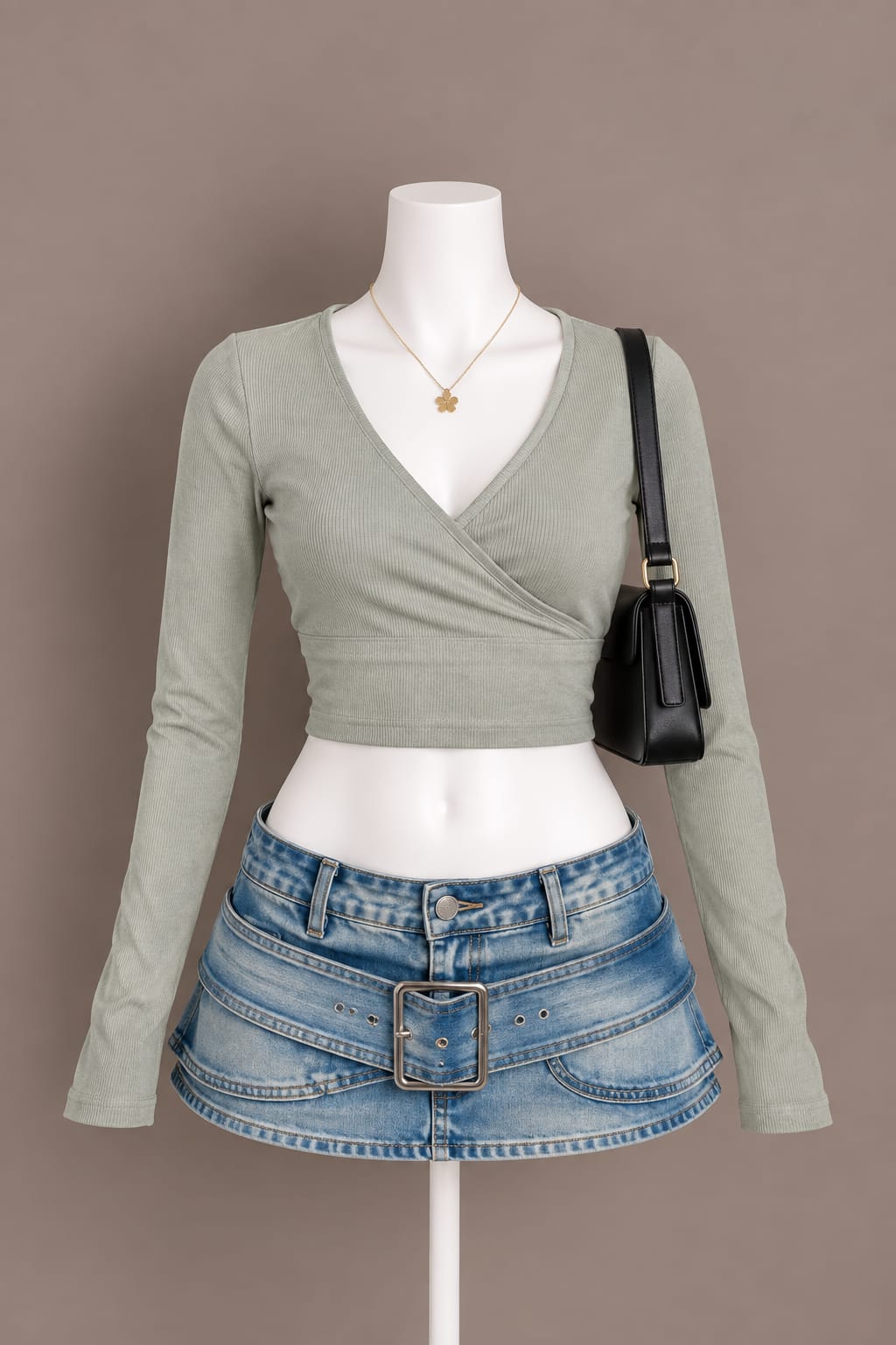 Sage Green Wrap Crop Top