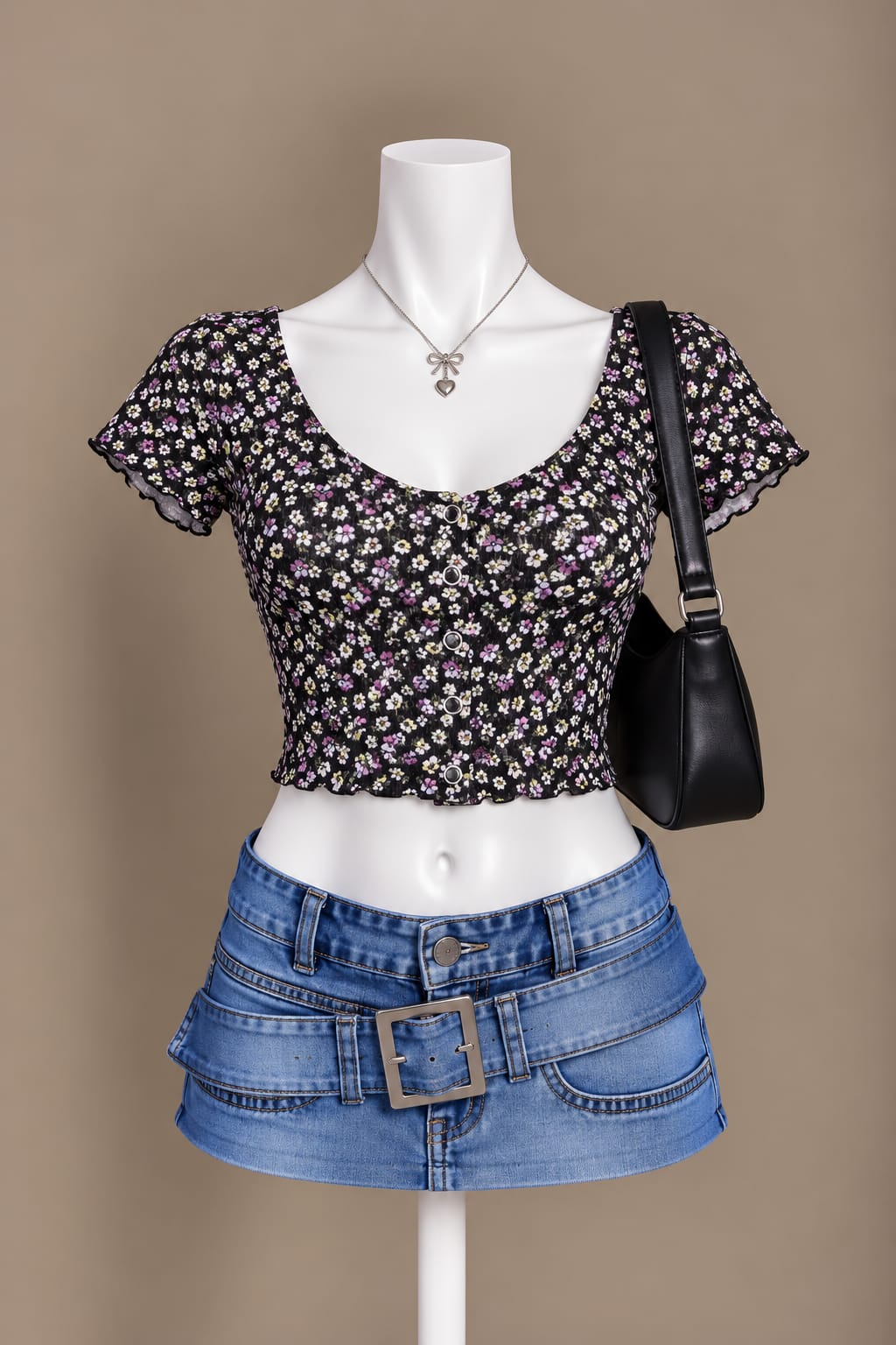 Black Floral Crop Top