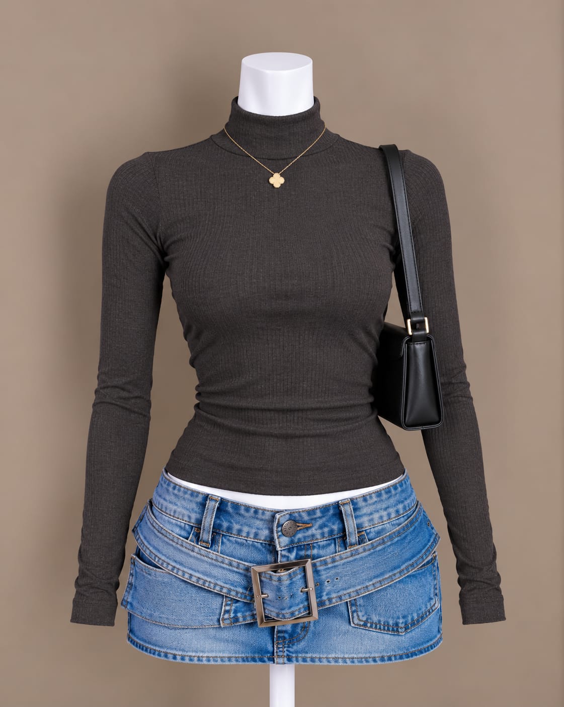 Charcoal Turtleneck Top