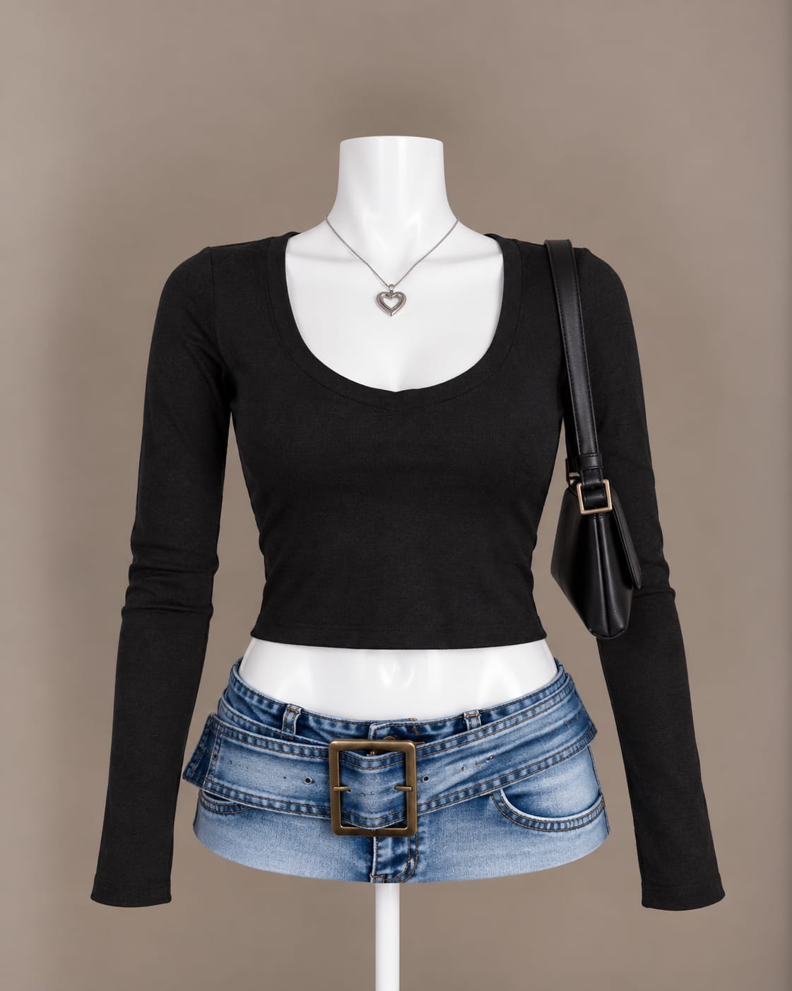 Black Scoop Neck Crop Top