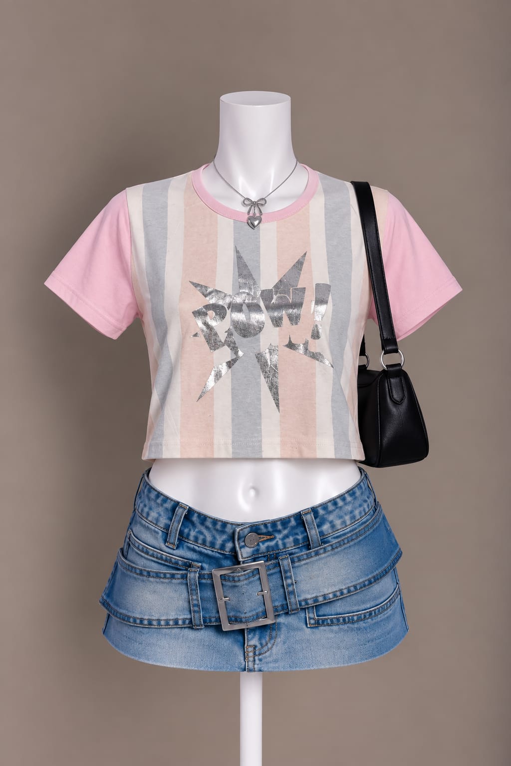 Pink Striped Crop Top