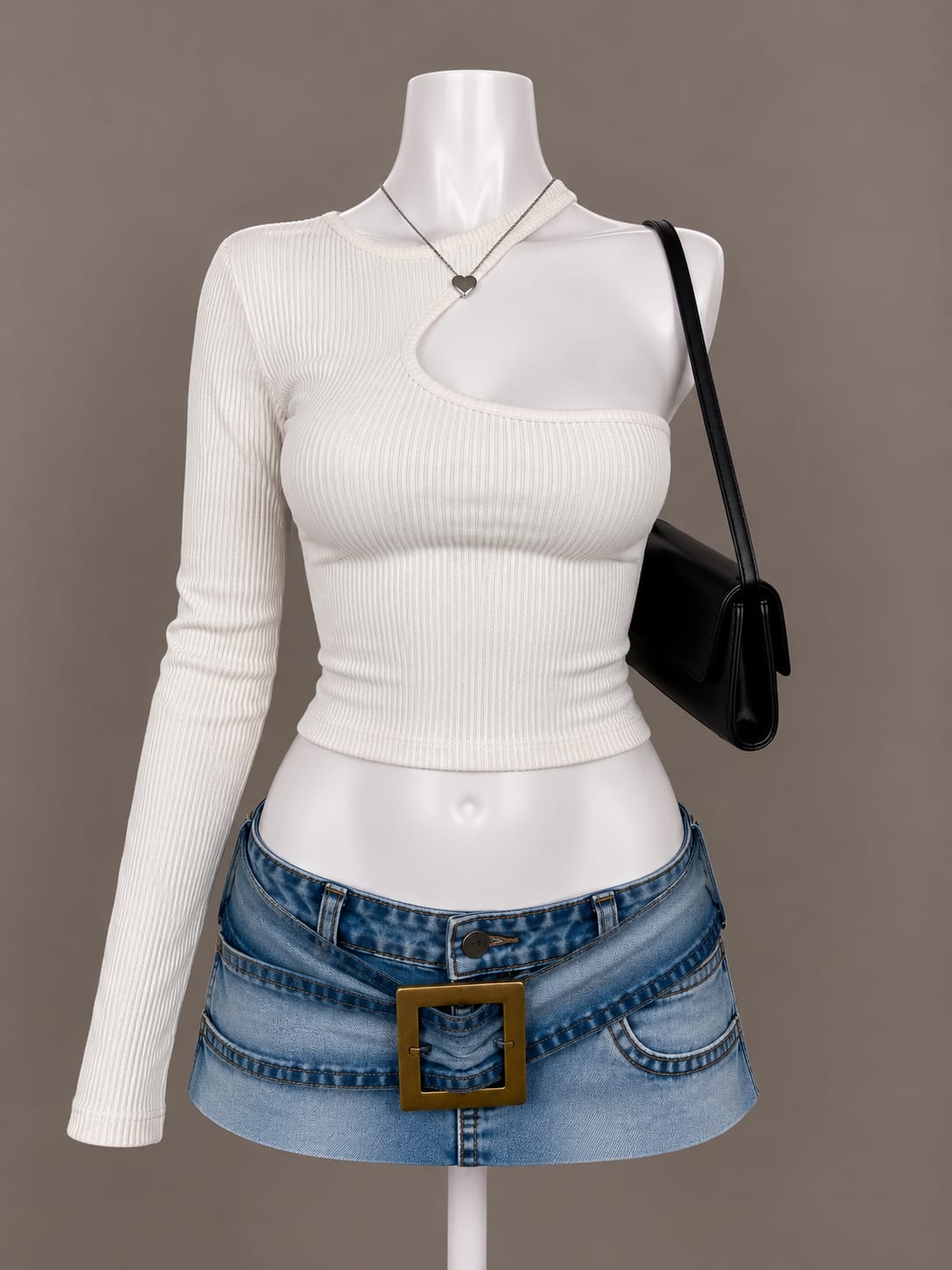 White Cutout Crop Top