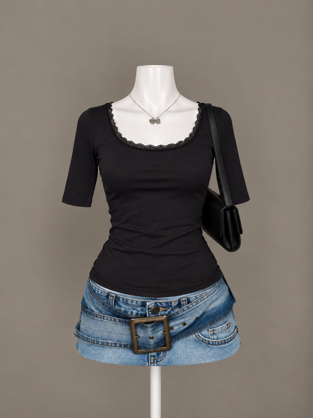 Black Lace Trim Top