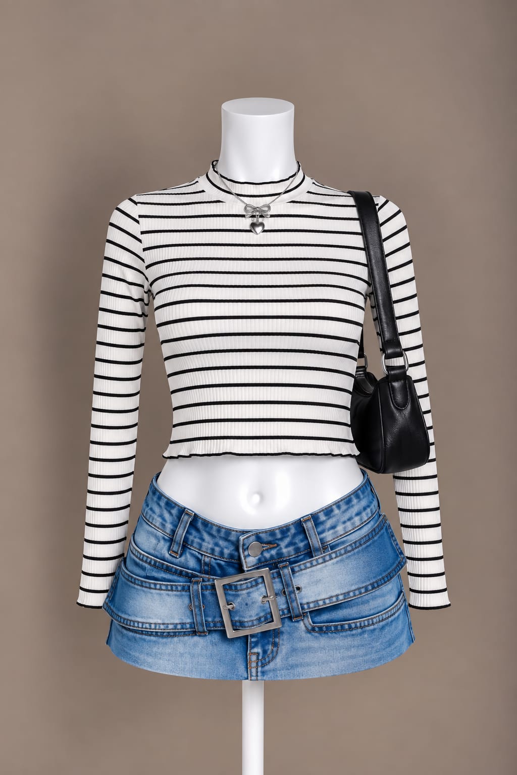 White Striped Crop Top