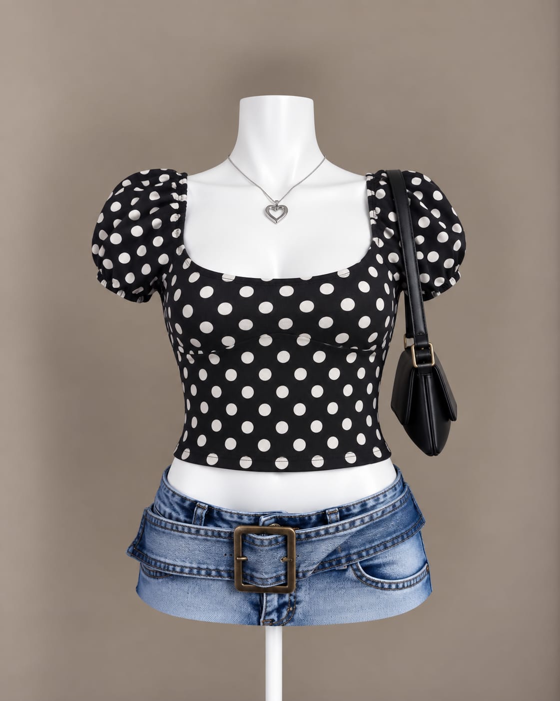 Black Polka Dot Crop Top